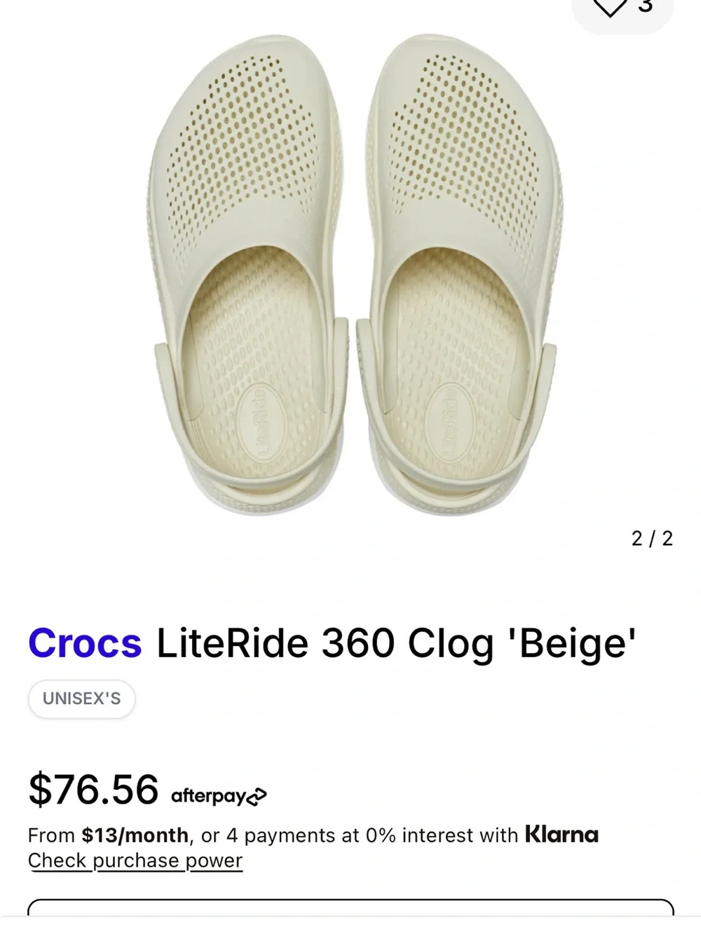 CROCS mens LiteRide 360 Clog in Cream size 13